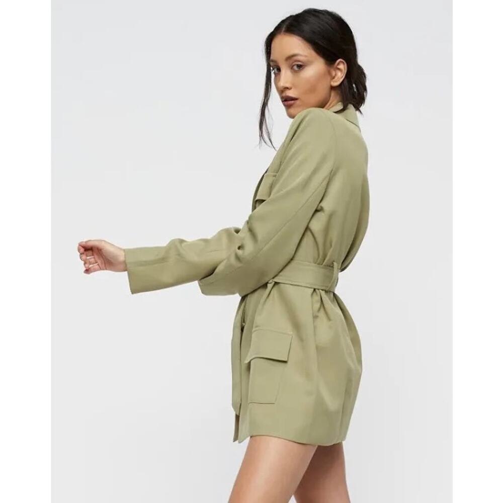 NEW Lioness Steinway Green Belted Tailored Collar Jacket Mini Blazer Dress Sz XS - Picture 4 of 15